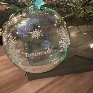 Tiffany & Co. Clear Ornament with White Snowflakes